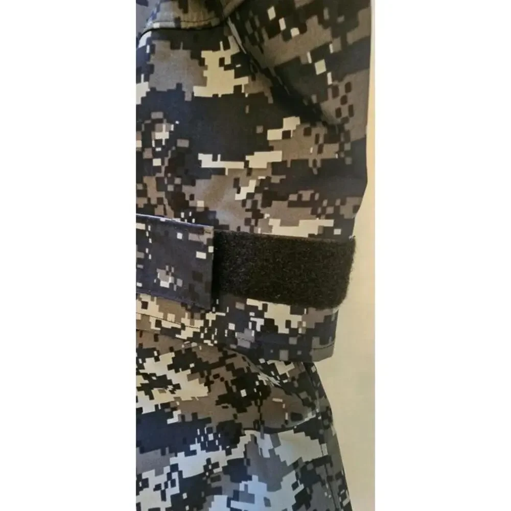 U S Navy Blue Camo GoreTex‎ Parka Jacket Mens Full Zip Hooded Size Medium Short